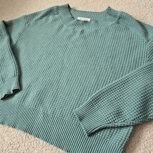 JF Green Waffle Oversized Sweatshirt Sweater Womens Size Medium
